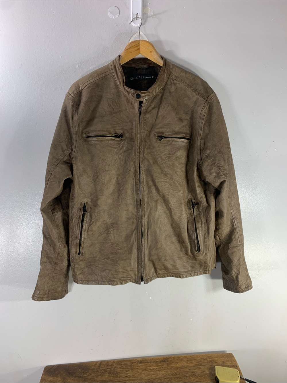 Vintage Levi’s Leather Jacket Brown Distressed Moto Racer Style 4-Zip Poc